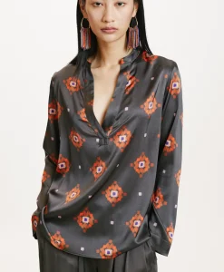 Outlet BLOUSE ATLANTA EN SATIN STRETCH IMPRIMÉ - Femme Chemises Et Blouses