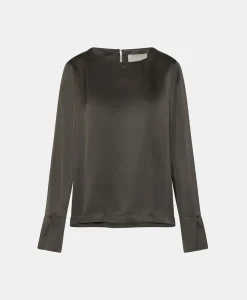 Clearance BLOUSE KENTA EN SOIE LAVÉE - VERT MILITAIRE Femme Chemises Et Blouses