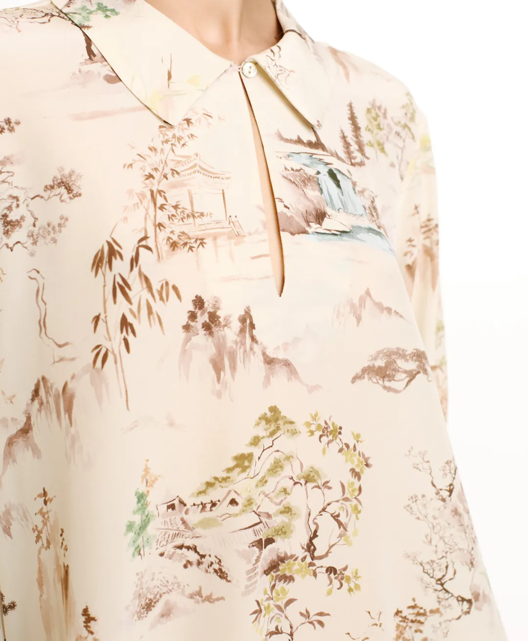 Discount BLOUSE SACHI EN CRÊPE DE CHINE IMPRIMÉ - CRÈME/TABAC Femme Chemises Et Blouses