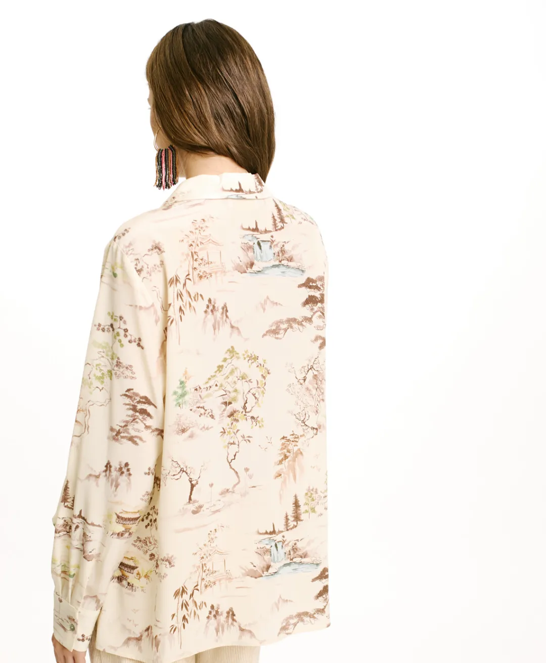Discount BLOUSE SACHI EN CRÊPE DE CHINE IMPRIMÉ - CRÈME/TABAC Femme Chemises Et Blouses