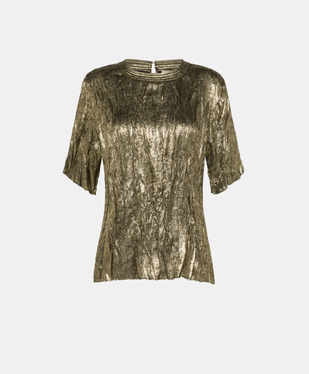 Outlet BLOUSE SHOGA PLISSÉE EN LAMINÉ FLUIDE - OR FONCÉ Femme Chemises Et Blouses