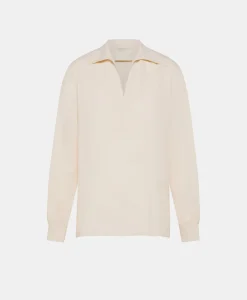 Outlet BLOUSE SUE EN ACÉTATE/SOIE UNI - CRÈME Femme Chemises Et Blouses