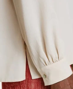 Outlet BLOUSE SUE EN ACÉTATE/SOIE UNI - CRÈME Femme Chemises Et Blouses
