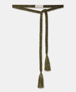 Discount CEINTURE ONTANO EN LUREX AVEC FRANGE - VERT MATCHA Femme Ceintures