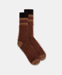 Clearance CHAUSSETTES JOSHI EN CHAUSSETTE EN ALPAGA ET CHENILLE - BRUN BRÛLÉ Femme Chaussettes