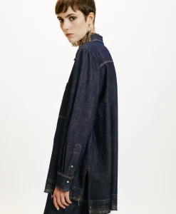 Sale CHEMISE AURA EN DENIM LAMINÉ - Femme Chemises Et Blouses