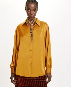 New CHEMISIER AKEMI EN SOIE SANDWASHED UNIE - Femme Chemises Et Blouses