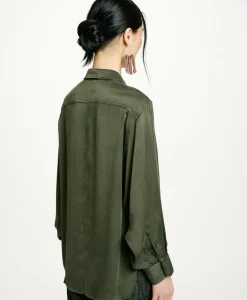 Outlet CHEMISIER AKEMI EN SOIE SANDWASHED UNIE - Femme Chemises Et Blouses