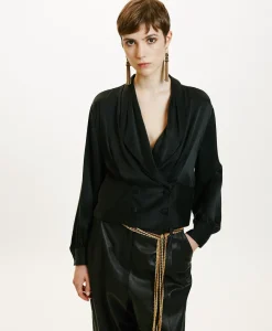 Clearance CHEMISIER AYUMI EN SOIE SANDWASHED UNIE - Femme Chemises Et Blouses