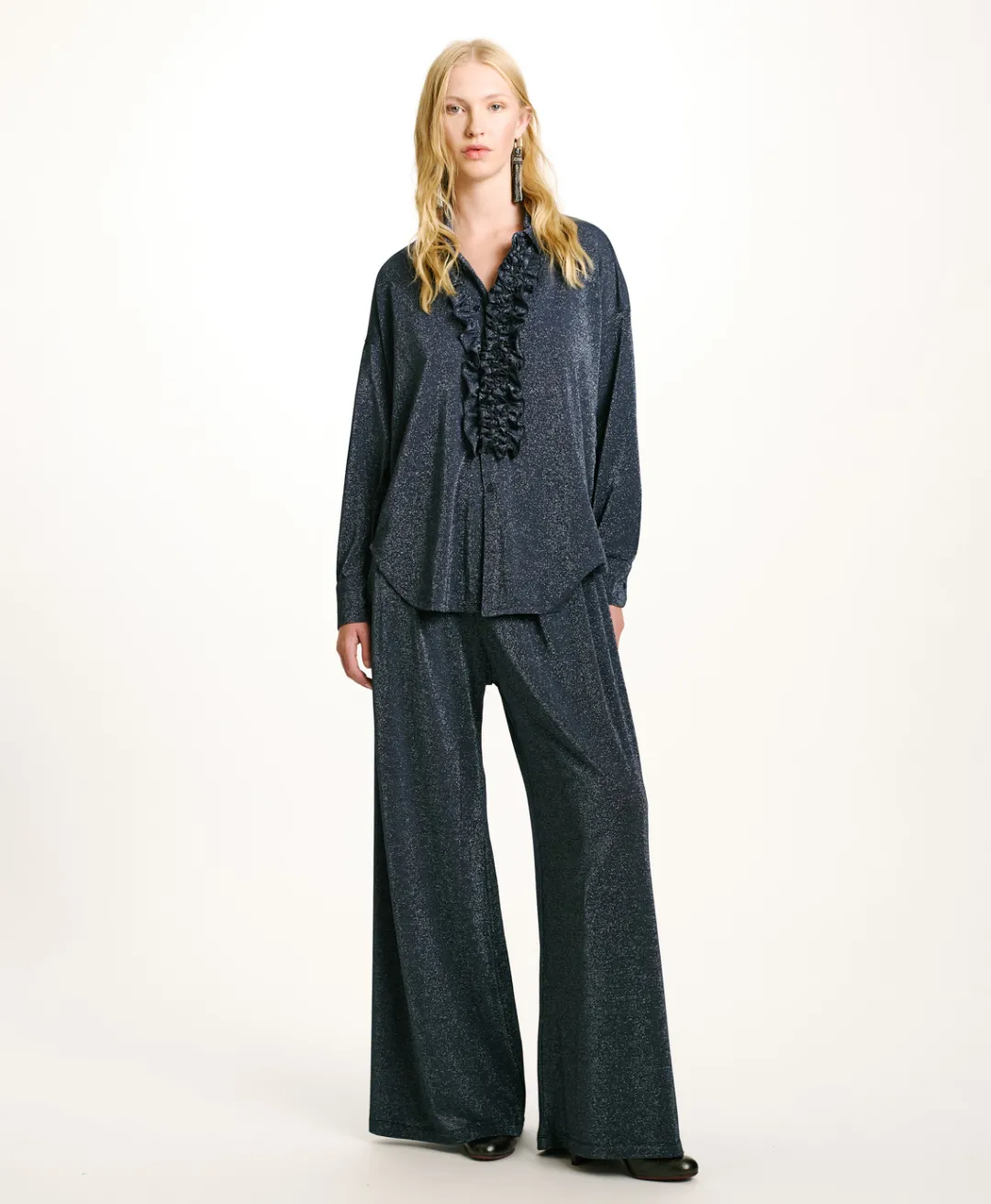 New CHEMISIER BILANCIA EN JERSEY LUREX - Femme Chemises Et Blouses