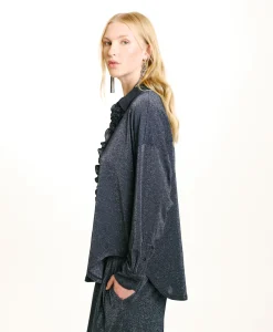 New CHEMISIER BILANCIA EN JERSEY LUREX - Femme Chemises Et Blouses