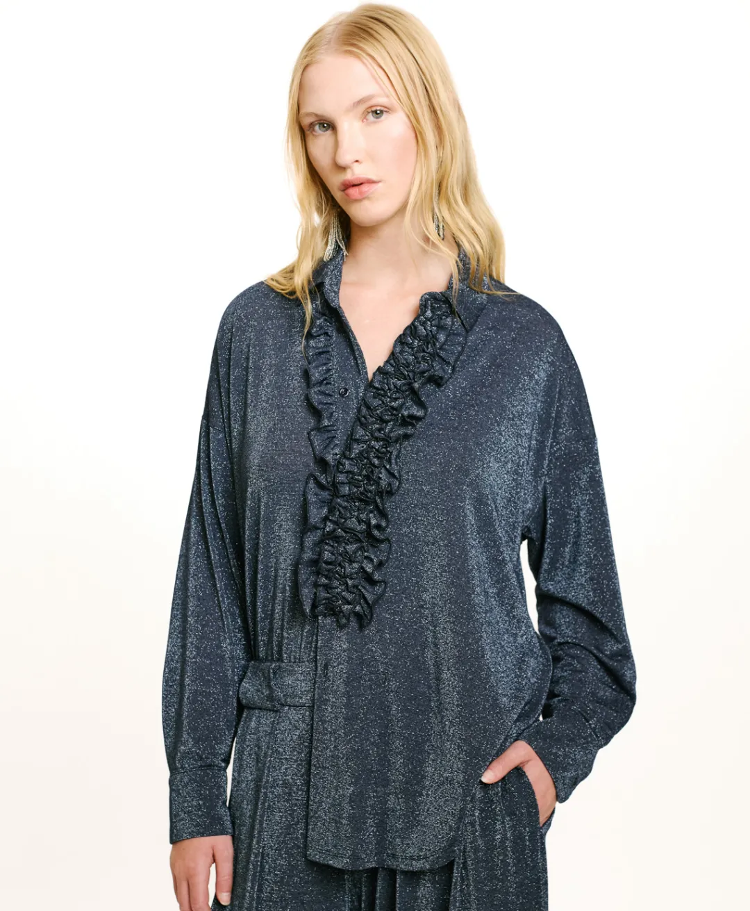 New CHEMISIER BILANCIA EN JERSEY LUREX - Femme Chemises Et Blouses