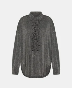 Clearance CHEMISIER BILANCIA EN JERSEY LUREX - GRIS FONCÉ Femme Chemises Et Blouses