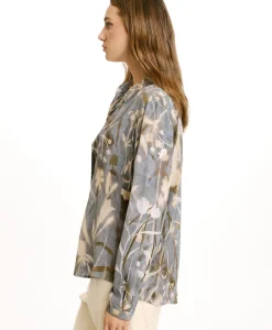 Best CHEMISIER MEUDON EN CRÊPE DE CHINE IMPRIMÉ - BLEU POUSSIÉREUX/CRÈME Femme Chemises Et Blouses