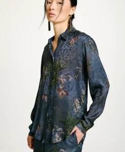 Best CHEMISIER MEUDON EN VISCOSE JACQUARD IMPRIMÉE - MULTICOLORE GRIS POUSSIÉREUX Femme Chemises Et Blouses