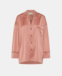 Hot CHEMISIER NAIME EN SATIN BICOLORE - ROSE ANTIQUE/BORDEAUX Femme Chemises Et Blouses