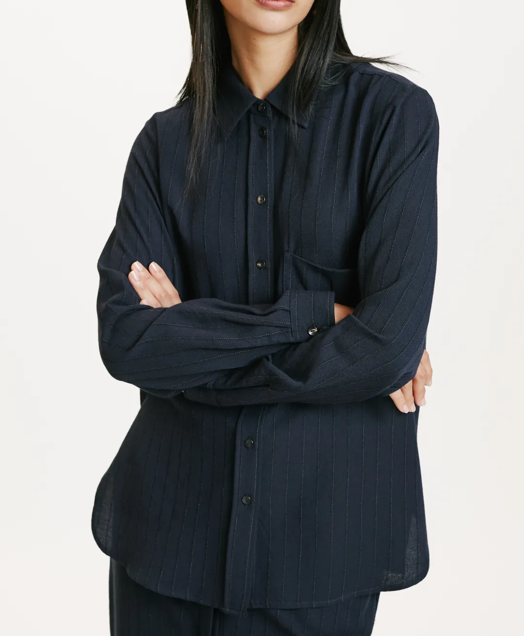 Discount CHEMISIER SADAO EN SERGÉ DE LAINE RAYÉ - Femme Chemises Et Blouses