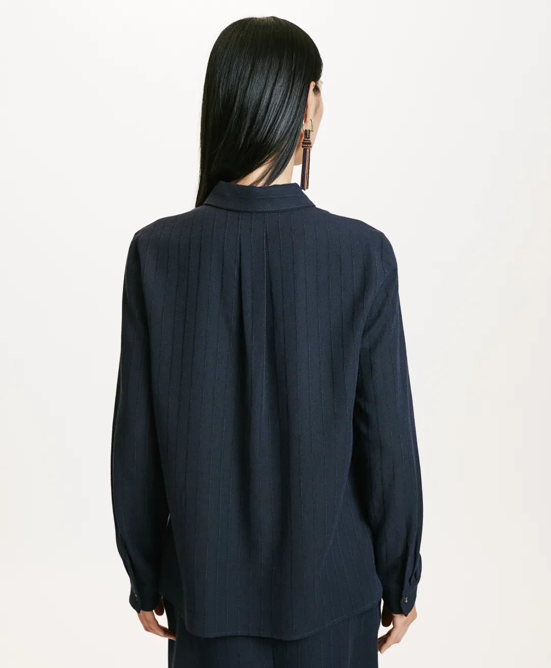 Discount CHEMISIER SADAO EN SERGÉ DE LAINE RAYÉ - Femme Chemises Et Blouses