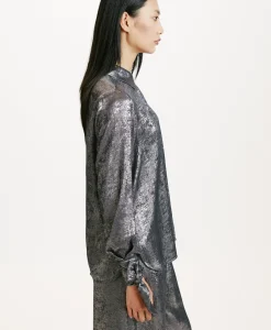 Outlet CHEMISIER SAKE EN LAMINÉ FLUIDE - Femme Chemises Et Blouses