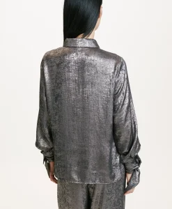 Outlet CHEMISIER SAKE EN LAMINÉ FLUIDE - Femme Chemises Et Blouses