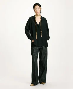 Hot CHEMISIER SAYONARA EN ACÉTATE/SOIE UNI - Femme Chemises Et Blouses
