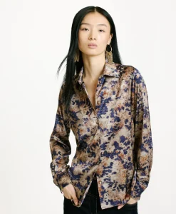 Discount CHEMISIER SIMON EN SATIN STRETCH IMPRIMÉ - Femme Chemises Et Blouses