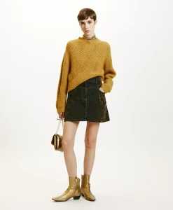 Clearance JUPE TEMPURA EN DENIM FLOCK - VERT MILITAIRE Femme Jupes Et Shorts