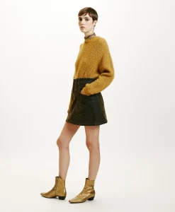 Clearance JUPE TEMPURA EN DENIM FLOCK - VERT MILITAIRE Femme Jupes Et Shorts