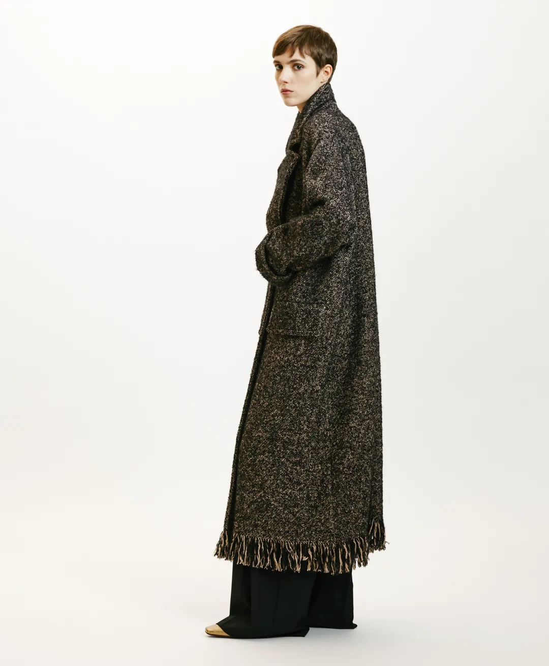 Online MANTEAU DORAYAKI EN NATTE LAINE ALPAGA À FRANGES - Femme Manteaux