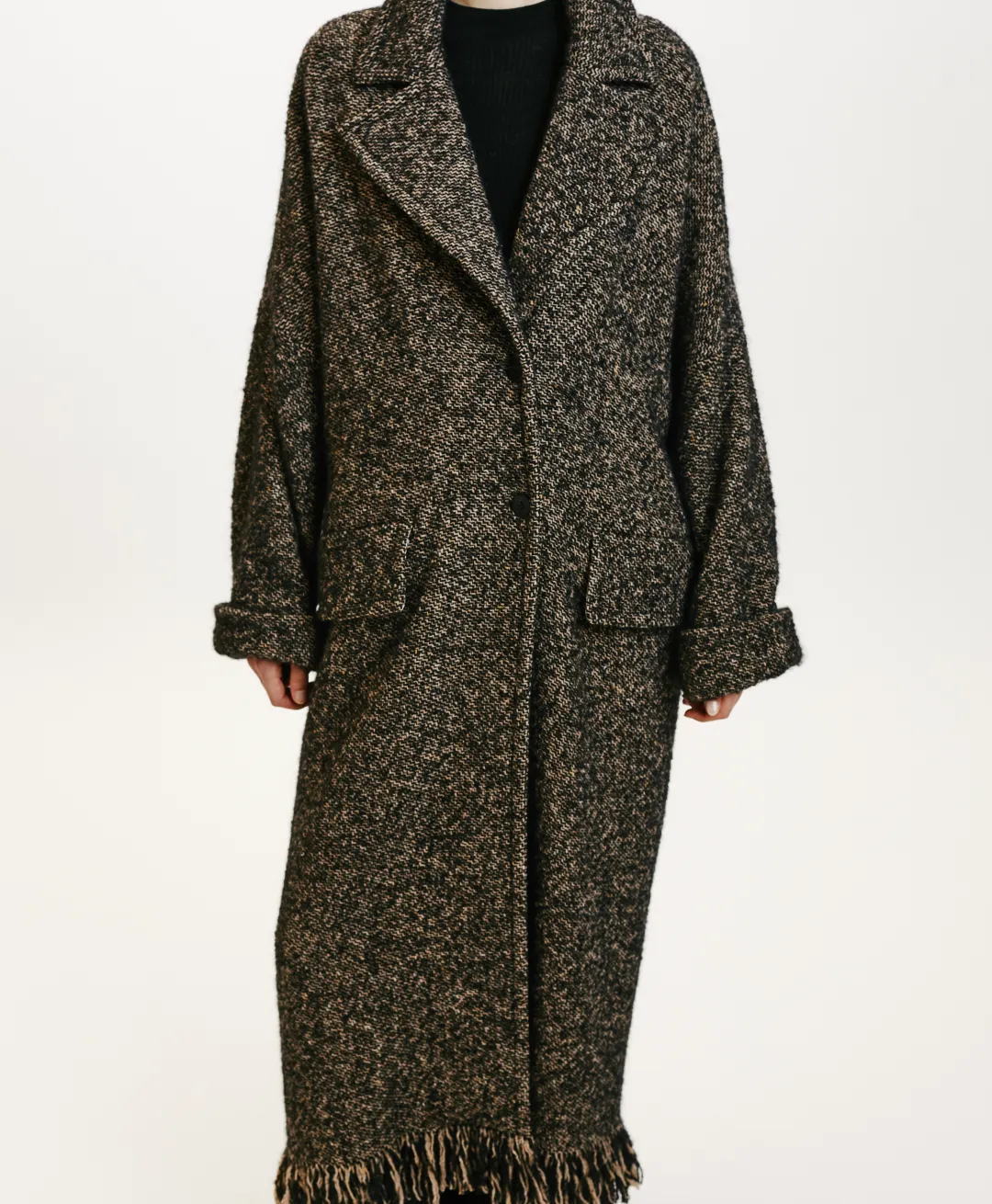 Online MANTEAU DORAYAKI EN NATTE LAINE ALPAGA À FRANGES - Femme Manteaux
