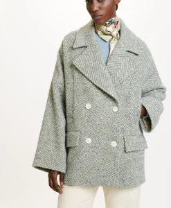 Best MANTEAU ICHIKA BIS EN CHEVRON BICOLORE - CÉRULÉEN MULTICOLORE Femme Manteaux