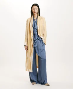 Discount MANTEAU KATA ÉLÉGANT EN VELOURS DE VISCOSE SOIE - Femme Manteaux