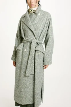 New MANTEAU SAYURI EN CHEVRON BICOLORE - CÉRULÉEN MULTICOLORE Femme Manteaux