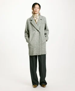 Online MANTEAU SHIBA EN CHEVRON BICOLORE - CÉRULÉEN MULTICOLORE Femme Manteaux
