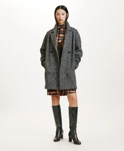 Discount MANTEAU SHIBA EN CHEVRON BICOLORE - NOIR MULTICOLORE Femme Manteaux