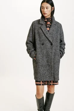 Discount MANTEAU SHIBA EN CHEVRON BICOLORE - NOIR MULTICOLORE Femme Manteaux