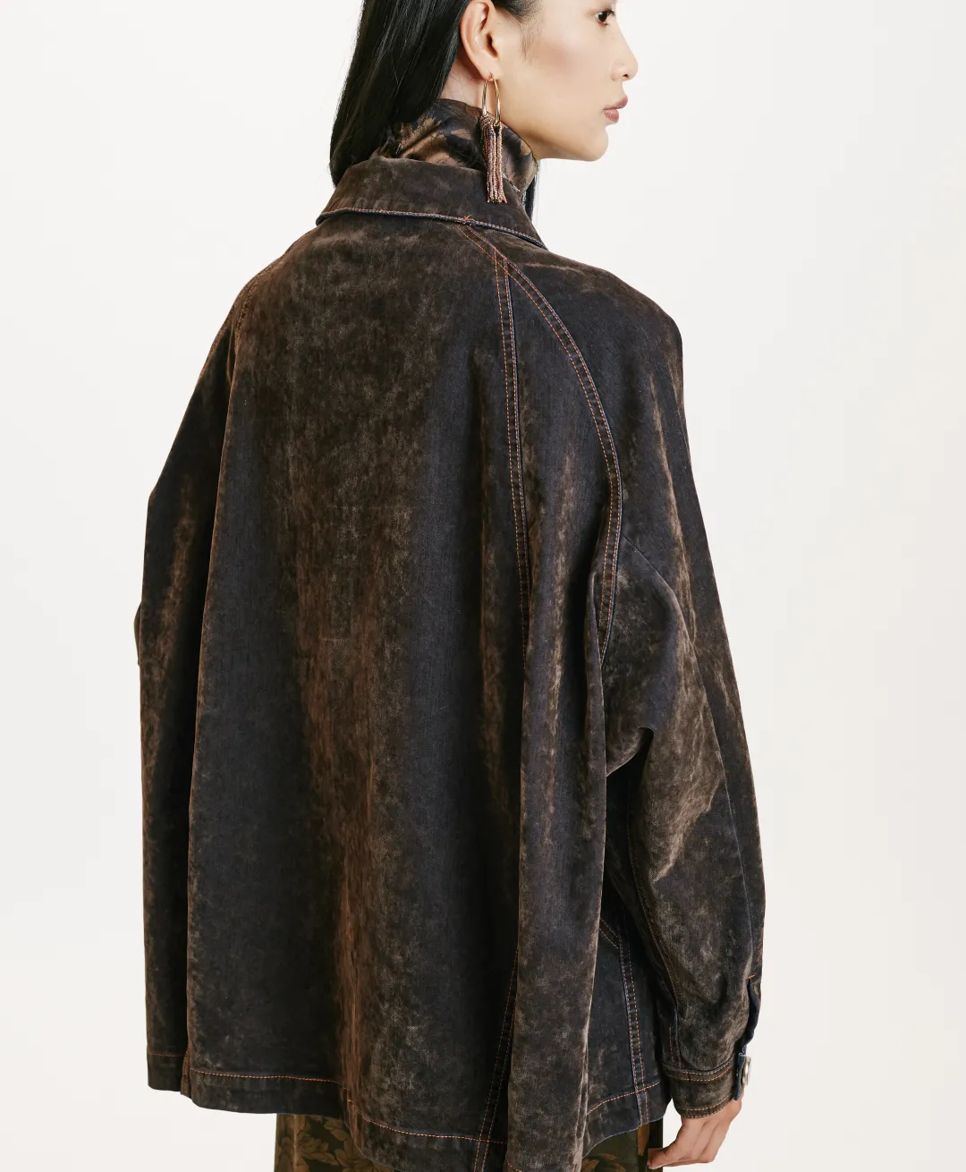 Hot MANTEAU YAME' EN DENIM FLOCK - VERT MILITAIRE Femme Manteaux