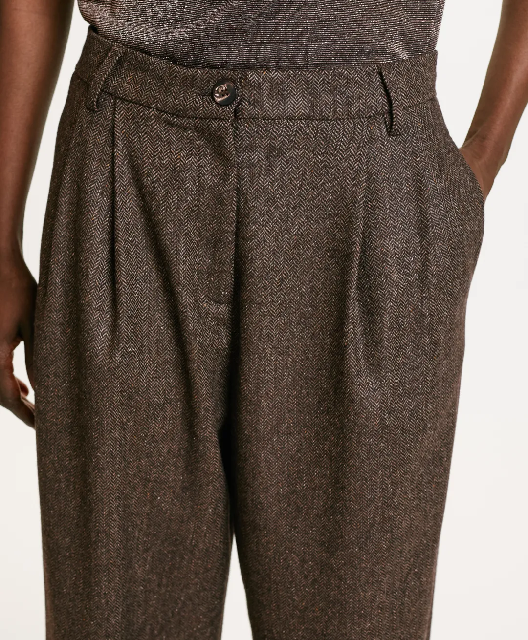 Clearance PANTALON ADAM EN CHEVRON MÉLANGE LAINE BICOLORE - Femme Pantalons
