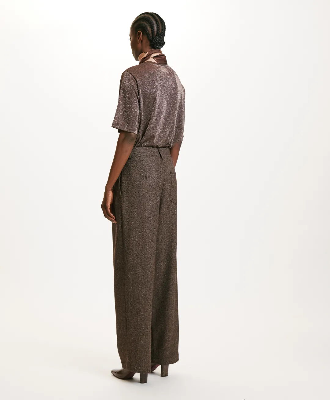 Clearance PANTALON ADAM EN CHEVRON MÉLANGE LAINE BICOLORE - Femme Pantalons