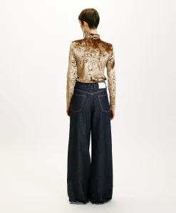 Sale PANTALON AOKI EN DENIM LAMINÉ - Femme Pantalons