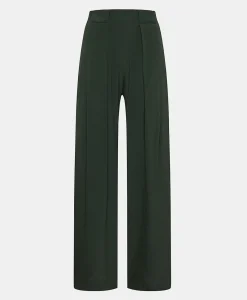 Discount PANTALON ASPEN EN ACÉTATE/SOIE UNI - FORÊT Femme Pantalons