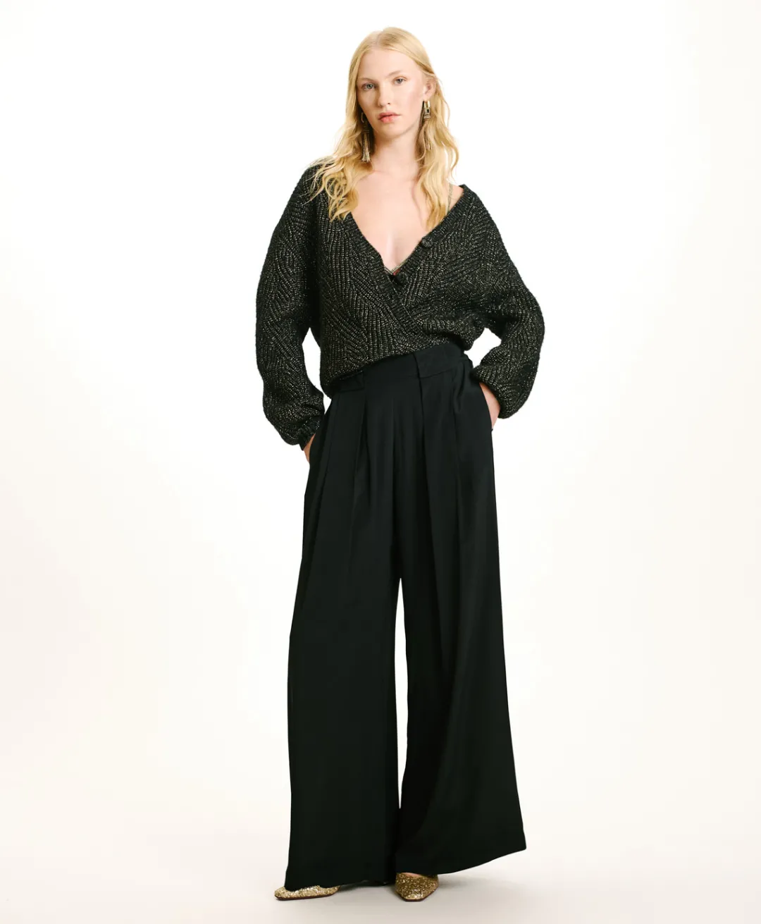 PANTALON ASPEN EN ACÉTATE/SOIE UNI - Femme Pantalons