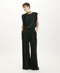 Discount PANTALON ASPEN EN JERSEY LUREX - GRIS CHARBON Femme Pantalons