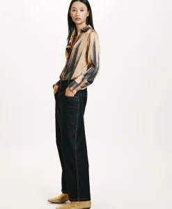 New PANTALON AZUKI EN DENIM FLOCK - Femme Pantalons