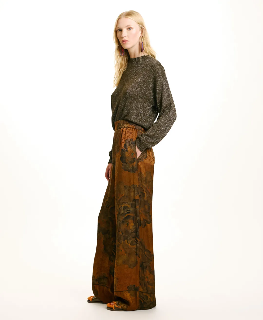 Discount PANTALON DAIKI EN VISCOSE JACQUARD IMPRIMÉE - Femme Pantalons