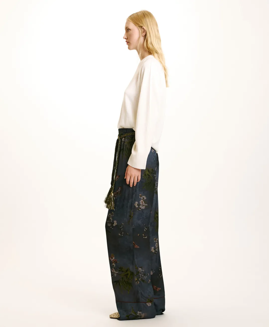 Best PANTALON DAIKI EN VISCOSE JACQUARD IMPRIMÉE - MULTICOLORE GRIS POUSSIÉREUX Femme Pantalons