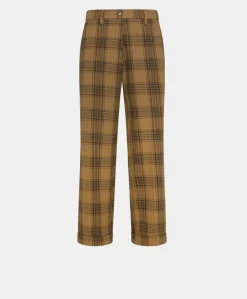 Online PANTALON DANGO EN TOILE COTON LAINE CARREAUX - MULTICOLORE CACAO Femme Pantalons