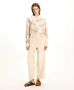 New PANTALON DANGO EN VELOURS CÔTELÉ STRETCH - CRÈME Femme Pantalons