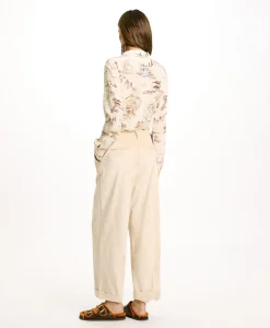 New PANTALON DANGO EN VELOURS CÔTELÉ STRETCH - CRÈME Femme Pantalons
