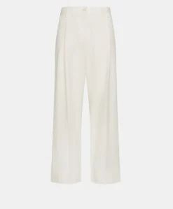 Online PANTALON GRECALE BIS EN CHEVRON COTON LAINE - CRÈME Femme Pantalons